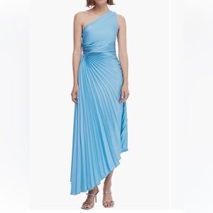 Mango blue pleated dress